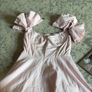 REVOLVE Pink Sundress with Sweetheart Neckline and Flutter Cap Sleeves